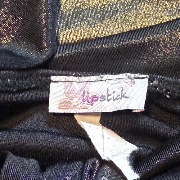 Vintage Y2K Metallic Black Ruched Tank Top – Lipstick Brand (S/M) - Picture 2 of 2